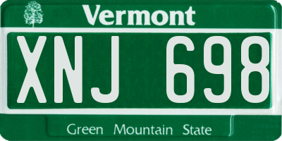 VT license plate XNJ698