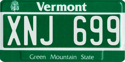 VT license plate XNJ699