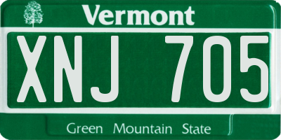 VT license plate XNJ705