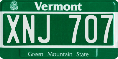 VT license plate XNJ707