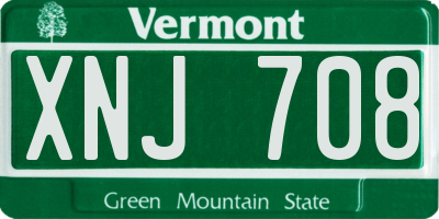 VT license plate XNJ708