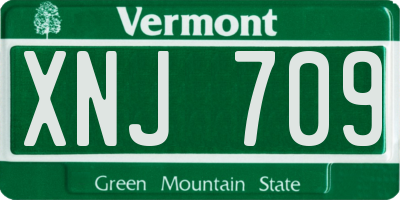 VT license plate XNJ709