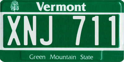 VT license plate XNJ711