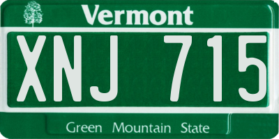 VT license plate XNJ715