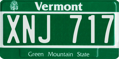VT license plate XNJ717