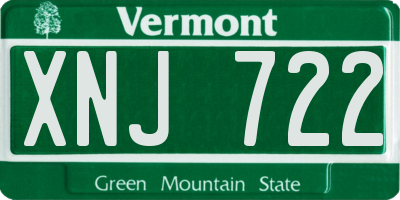 VT license plate XNJ722