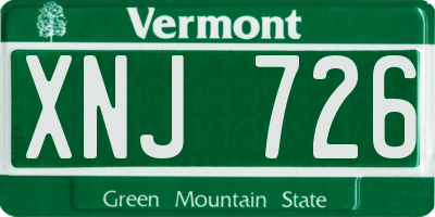 VT license plate XNJ726