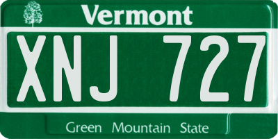 VT license plate XNJ727