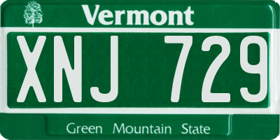 VT license plate XNJ729