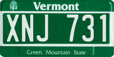 VT license plate XNJ731