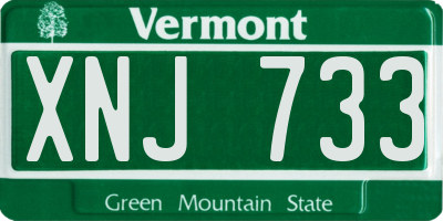 VT license plate XNJ733
