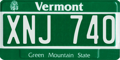 VT license plate XNJ740