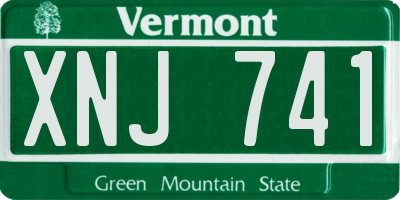 VT license plate XNJ741