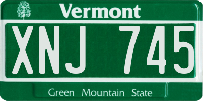 VT license plate XNJ745