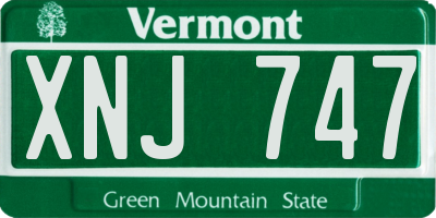 VT license plate XNJ747