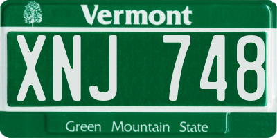 VT license plate XNJ748