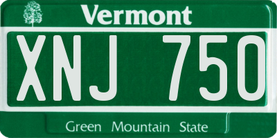 VT license plate XNJ750