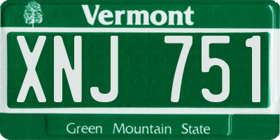 VT license plate XNJ751