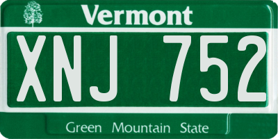 VT license plate XNJ752