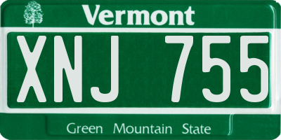 VT license plate XNJ755