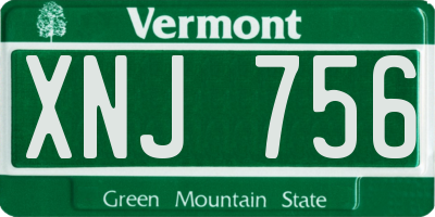VT license plate XNJ756