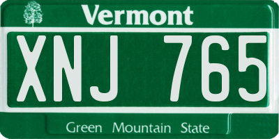 VT license plate XNJ765