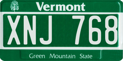 VT license plate XNJ768