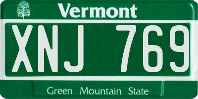 VT license plate XNJ769