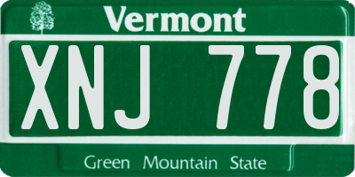VT license plate XNJ778
