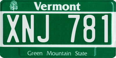 VT license plate XNJ781