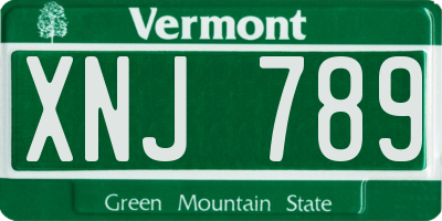 VT license plate XNJ789