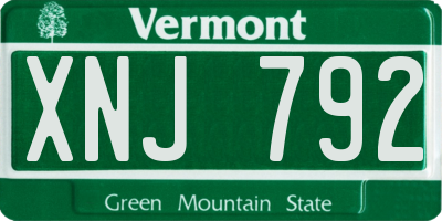 VT license plate XNJ792