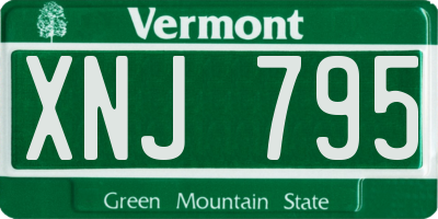 VT license plate XNJ795