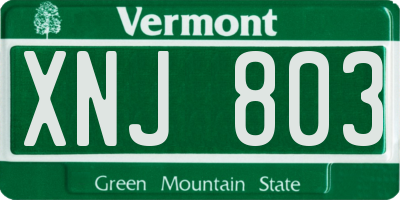 VT license plate XNJ803