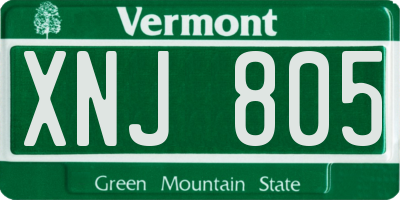 VT license plate XNJ805