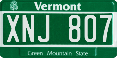 VT license plate XNJ807