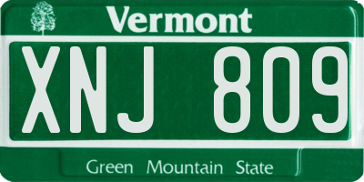 VT license plate XNJ809