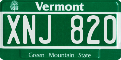 VT license plate XNJ820
