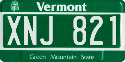 VT license plate XNJ821