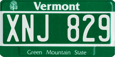 VT license plate XNJ829