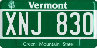 VT license plate XNJ830