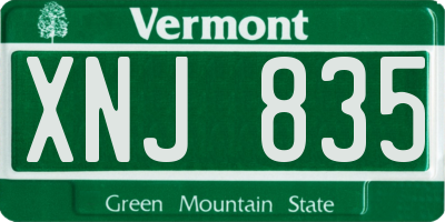VT license plate XNJ835
