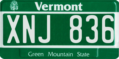 VT license plate XNJ836