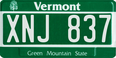 VT license plate XNJ837