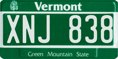 VT license plate XNJ838