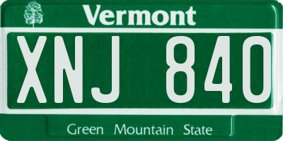 VT license plate XNJ840