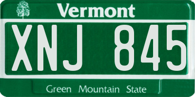 VT license plate XNJ845