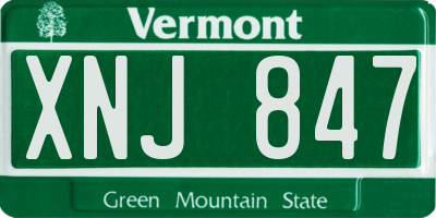 VT license plate XNJ847