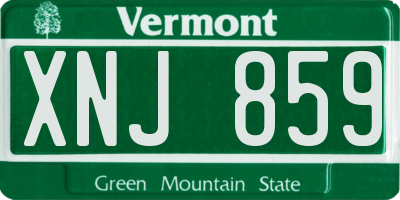 VT license plate XNJ859