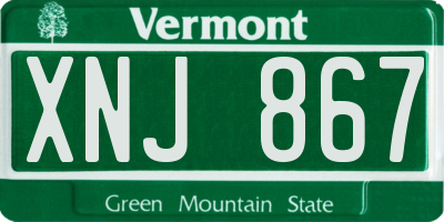 VT license plate XNJ867